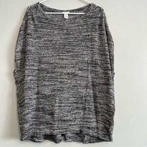 J Jill Linen Cotton Knit Pullover Sweater Short Sleeve Sz XL Gray Casual Lounge